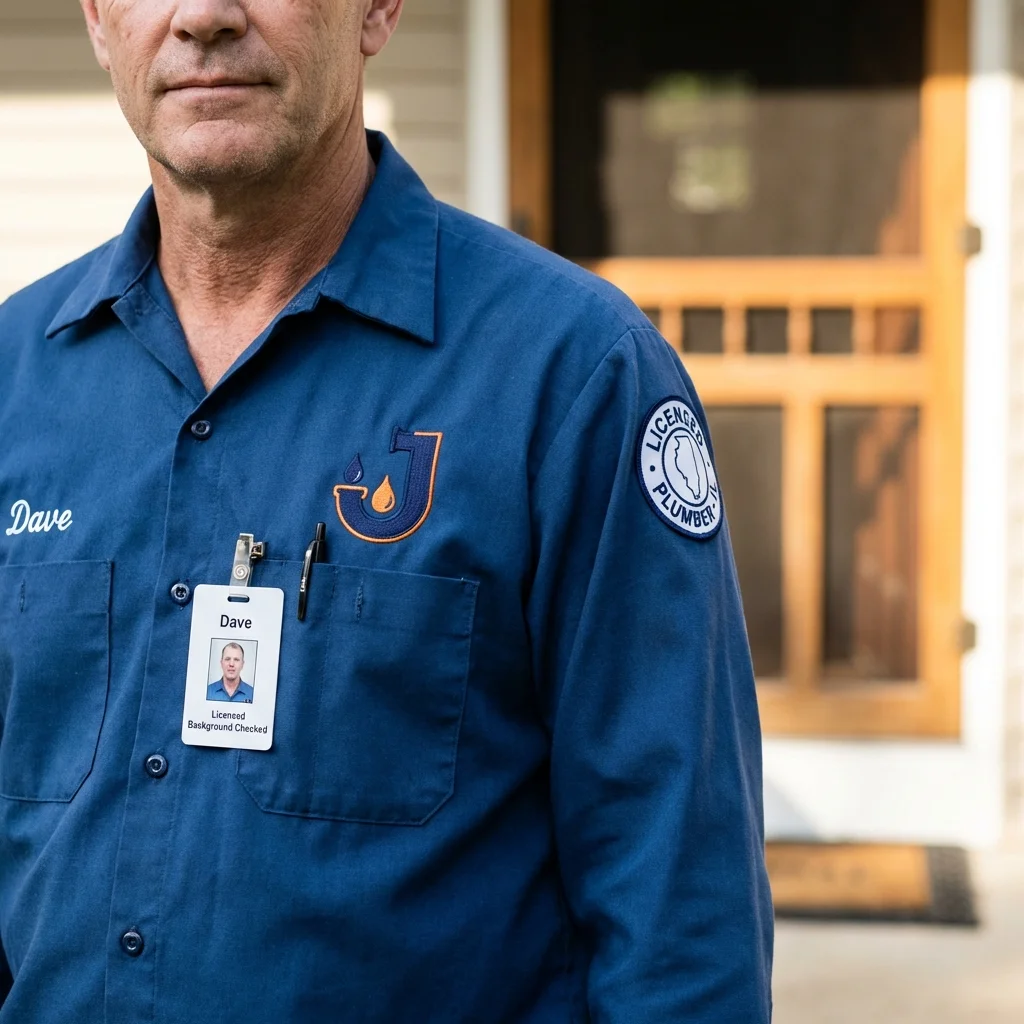 Licensed plumber showing ID badge in Hummelstown, PA