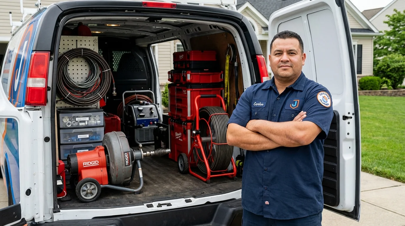 Professional drain cleaning equipment and Johns Plumbing LLC plumber in Hummelstown