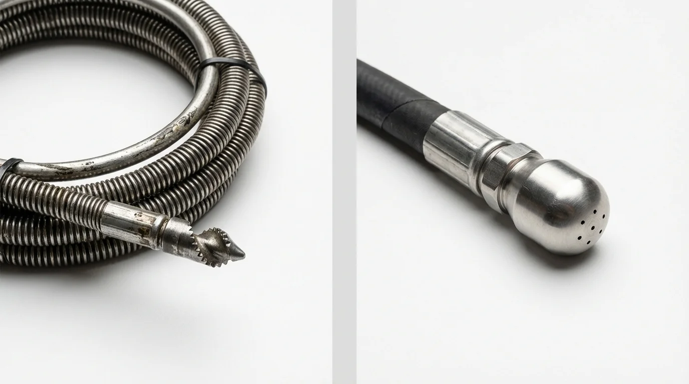 Drain snake cable and hydro jetting nozzle used for drain cleaning in Hummelstown, PA