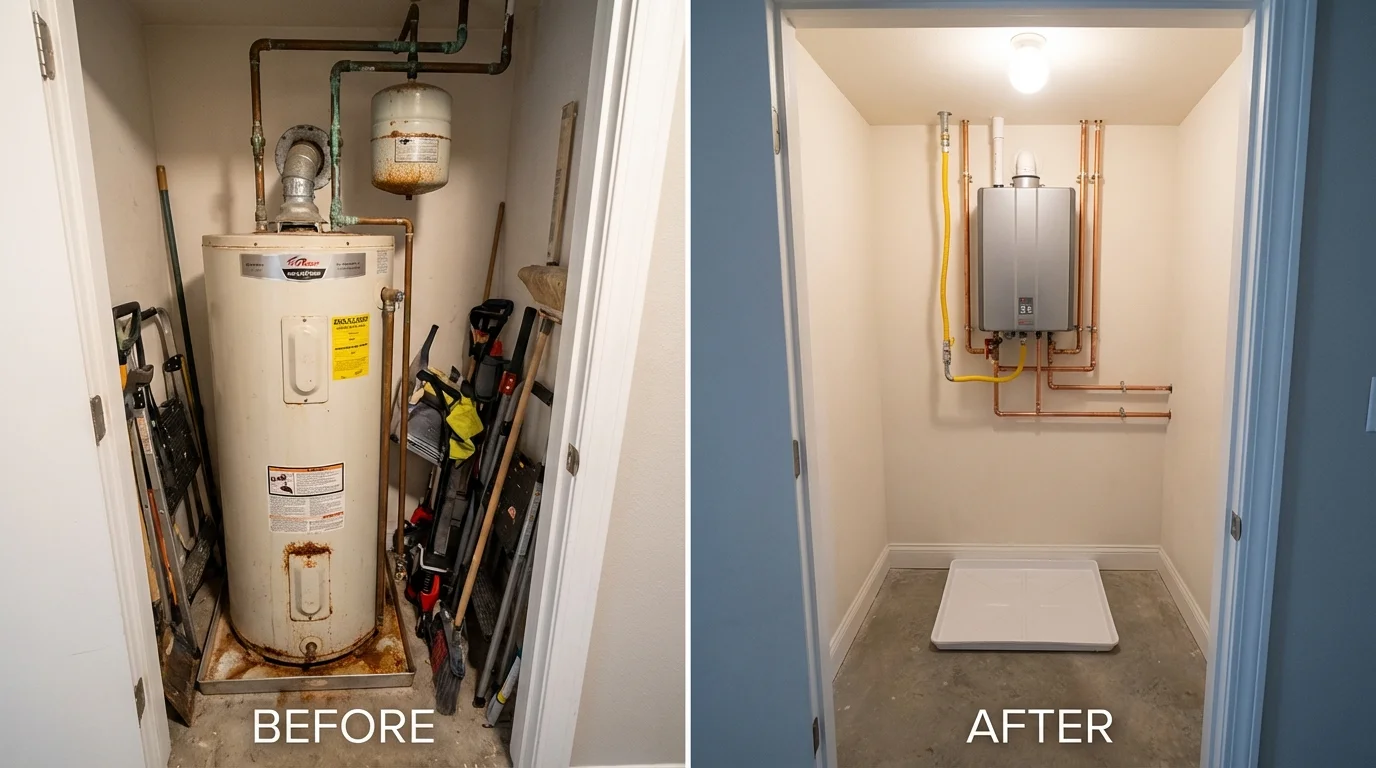 Tank water heater versus wall-mounted tankless unit comparison for Hummelstown, PA homeowners