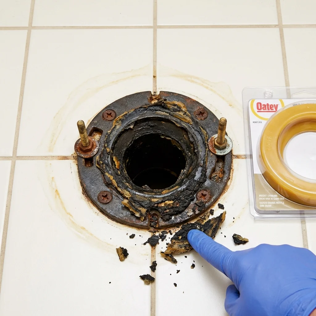 Failed wax ring showing water seepage at the base of a toilet in a Hummelstown, PA home